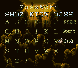 アクトレイザー2 パスワード入力画面