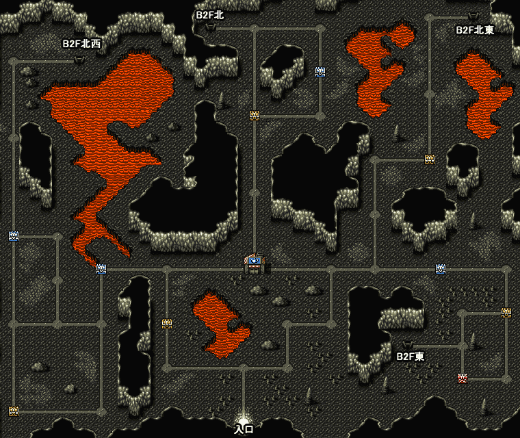 ドカポン321 溶岩洞窟B1Fの全体マップ