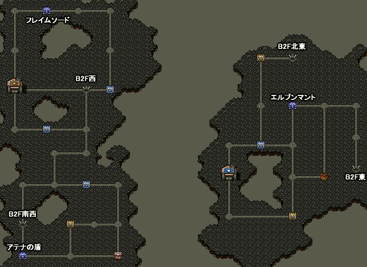 ドカポン321 溶岩洞窟B3Fの全体マップ