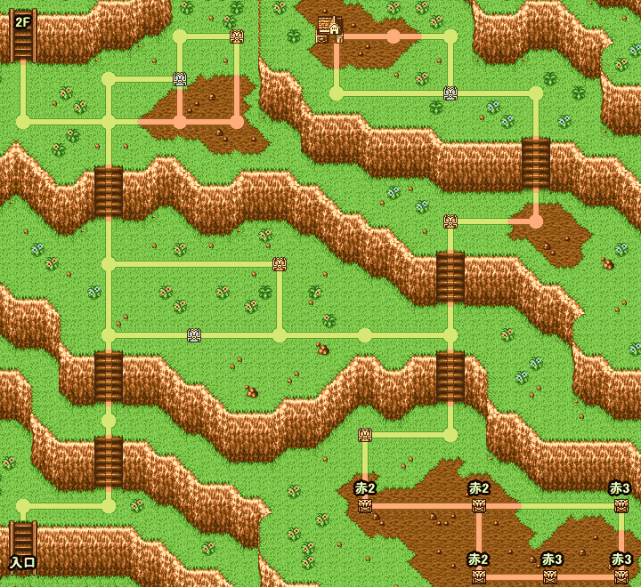 ドカポン321 ビビルマウンテン1Fの全体マップ