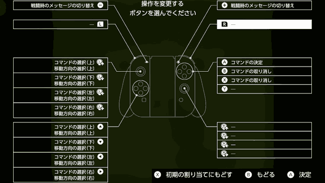 Switch版のコントローラー設定画面